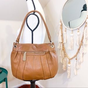 NWOT Tignanello Brown Leather Pleated Shoulder Bag